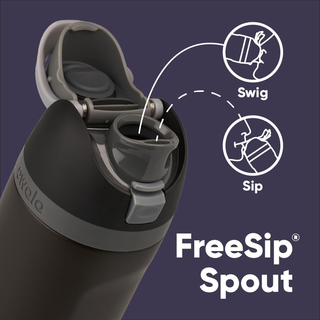 FreeSip Insulated Stainless Steel Water Bottle w/ Straw BPA-Free 24 oz - Marvel Black Panther