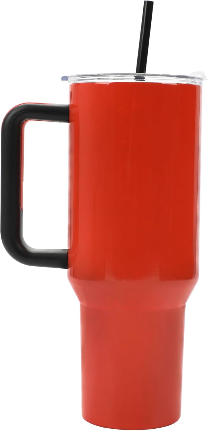 Insulated Stainless Steel Tumbler w/ Reusable Straw & Leak-Proof Lid Easy Carry Handle 40oz (Spiderman)