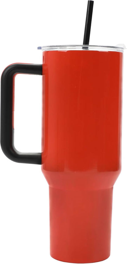 Insulated Stainless Steel Tumbler w/ Reusable Straw & Leak-Proof Lid Easy Carry Handle 40oz (Spiderman)