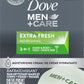 Dove Men+Care Body and Face Bar to Clean and Hydrate Skin Extra Fresh Body and Facial Cleanser More Moisturizing (Pack of 8)