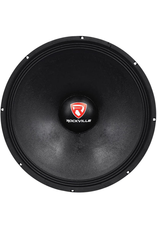 Rockville RVP18W8 1200 Watt 18" Rou DJ PA Subwoofer 8 Ohm, Hoë-Uitslag Woofer, Diep Bas, Duursame Konstruksie, vir Regstreekse Klank en Tuis teater