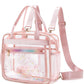 Clear Beach Bag Travel Tote Transparent Backpack for Women Girls Stadium Approved Crossbody Messenger Shoulder Handbag