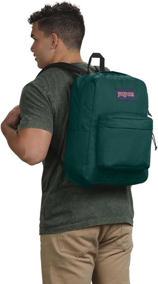 JanSport SuperBreak One-rugsakke - Duursame, Liggewig Sak met 1 Hoofkompartement, Voorste Geriefsak met Ingeboude Organiseerder - Premium Rugsak - Deep Juniper