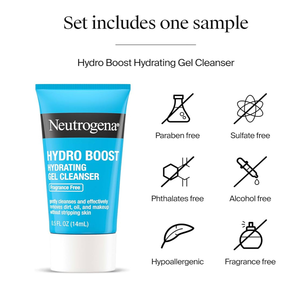 Neutrogena Hydro Boost Gel Cream Velvogter (1.7 oz) & Proefgrootte Hydro Boost Hydrating Gel Reiniger (0.5 fl oz)