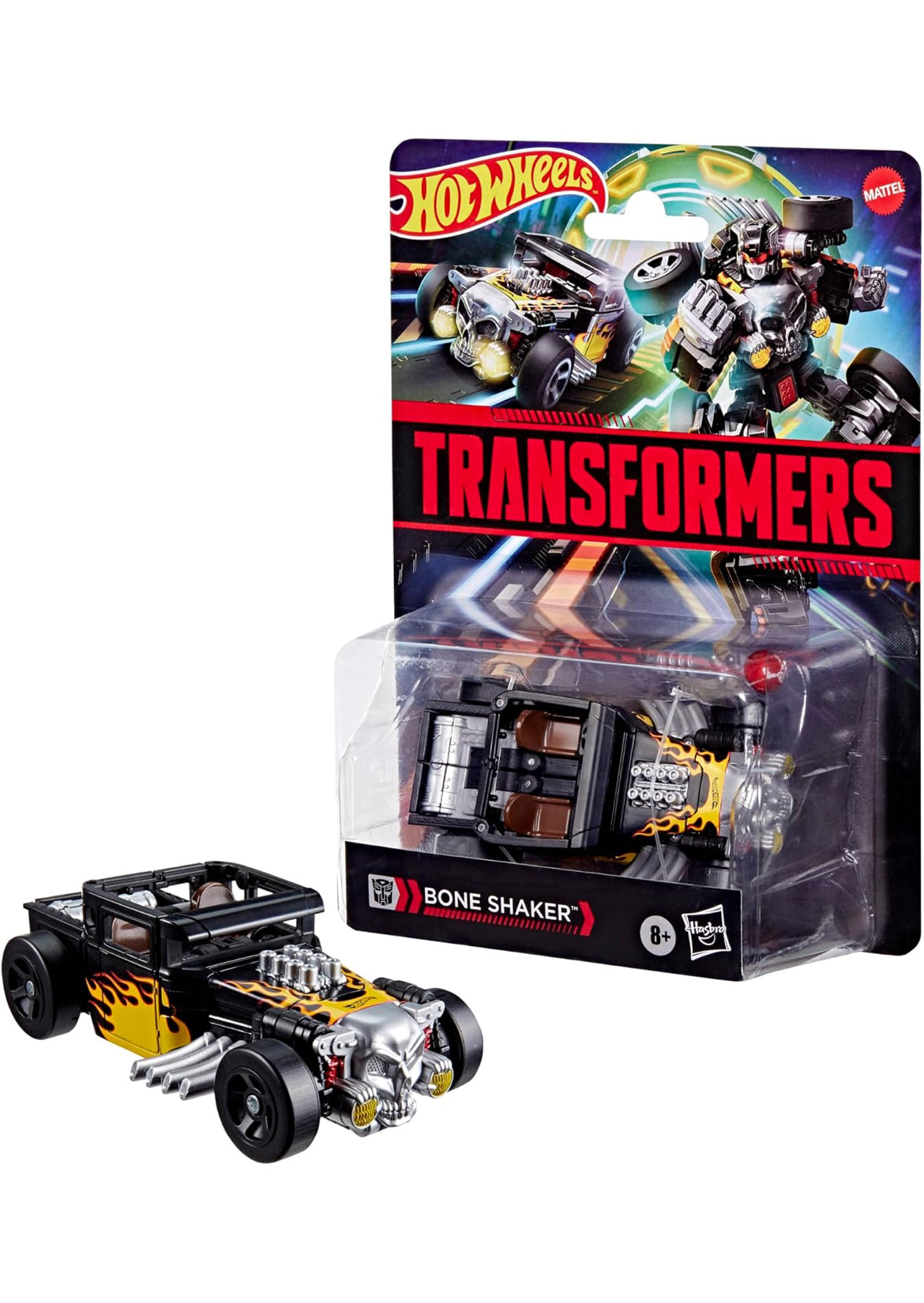 TRANSFORMERS Collaborative Hot Wheels x Bone Shaker, Deluxe Class 5-Inch Robot Action Figure Converts to Car, Car Toys for Ages 8+