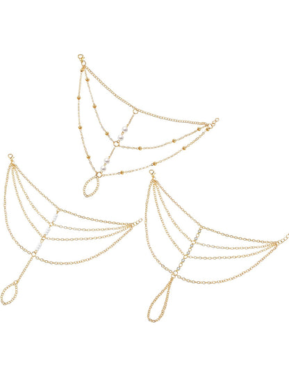 3 STUKS Ringarmband Handketting Goue Lae Vingerring Handkettings Kwassie Stapelbare Armbande vir Vroue Mode Liggaamjuwele Verstelbare Geskenke vir Haar 3 Style