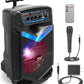 Portable Rechargeable Outdoor Bluetooth Speaker PA System 8”  400W Recording Function, Mic In, Party Lights USB/SD, Radio