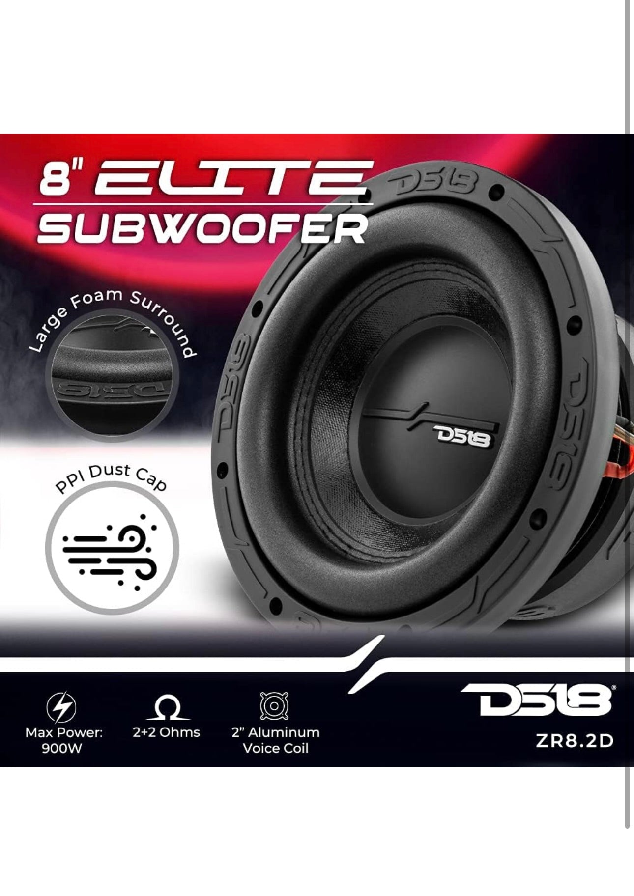 DS18- ZR 8" Subwoofer 450 Watts Rms DVC 2-Ohm and 900 W MAX Power - 1PC