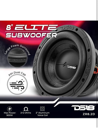 DS18- ZR 8" Subwoofer 450 Watt RMS DVC 2-Ohm en 900 W Maks. Krag - 1 STK