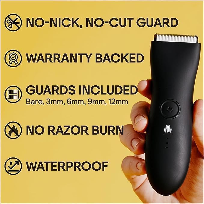 MERIDIAN - The Starter Package - Original Electric Body & Pubic Hair Trimmer Set, 1 Replacement Blade - Cordless, Waterproof, Rechargeable - for Men and Women - Easy & Pain-Free Grooming Kit - Onyx