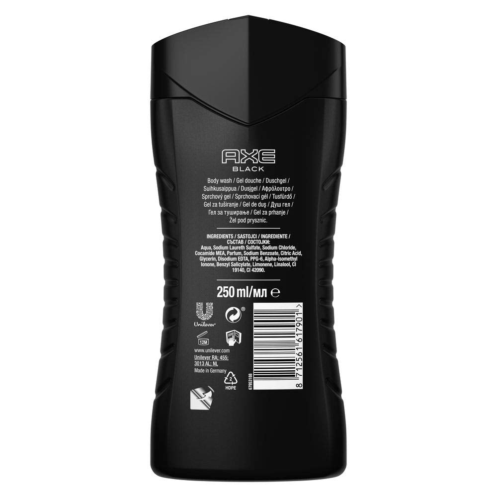 Axe Black Shower Gel for men 12Hr Refreshing Fragrance (8.5 oz)