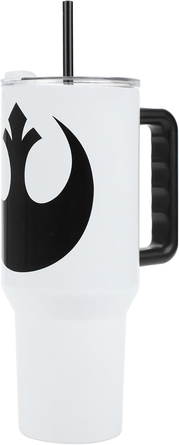 Star Wars Rebel Alliance Insulated Stainless Steel Tumbler w/ Reusable Straw & Leak-Proof Lid Easy Carry Handle 40oz