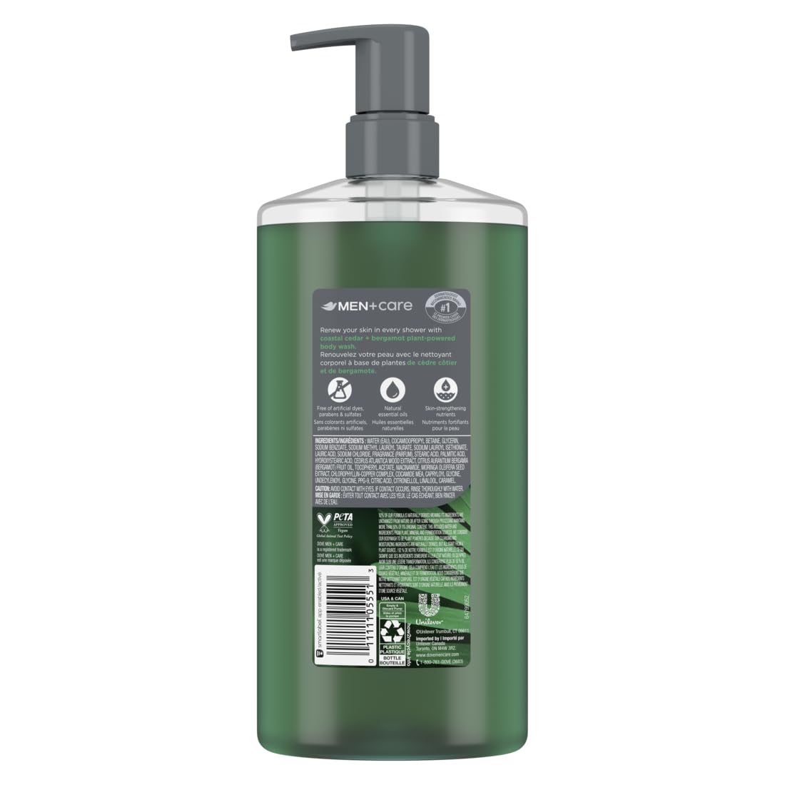 DOVE MEN + CARE Body Wash Coastal Cedar & Bergamot Plant-Based Moisturizing Body Wash for Men (26oz) - 1PK