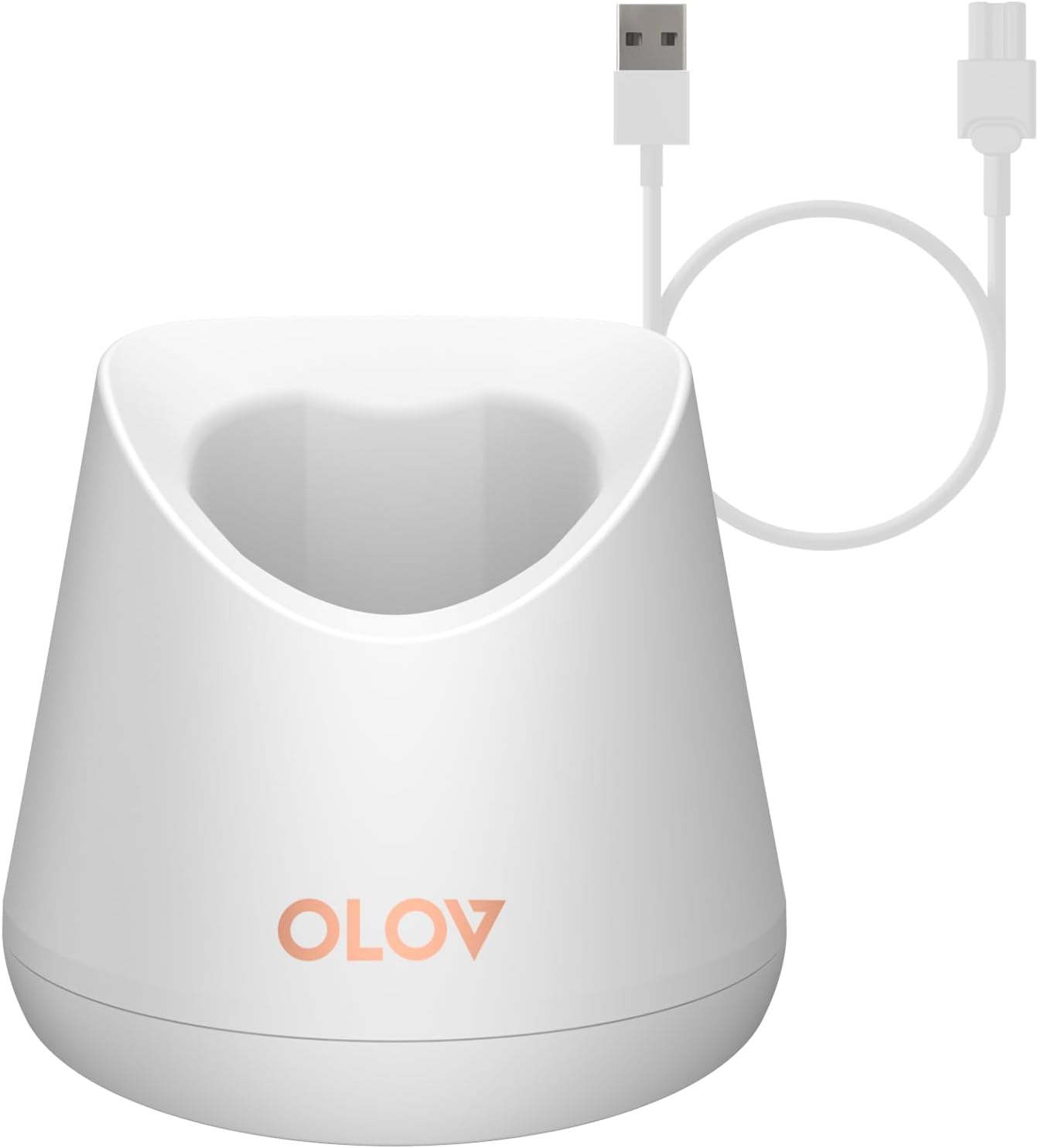 Replacement Charging Base for OLOV Groin Hair Trimmer, USB Recharge Dock & Charging Stand Compatible for OLOV Trimmer, Charging Dock with USB Power Cord, White