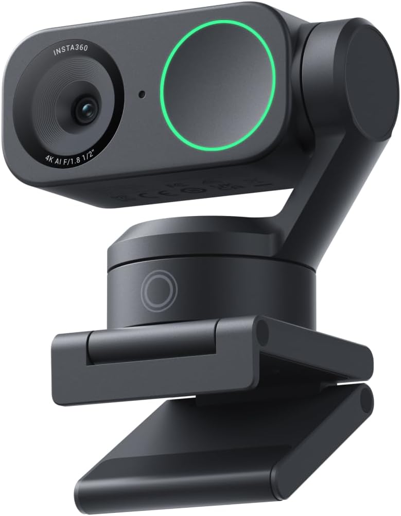 Insta360 Link 2C - 4K Webcam for PC/Mac, 1/2" Sensor, Auto Framing, HDR, AI Noise-Canceling Mic, Gesture Control for Streaming, Video Calls, Gaming, Works with Zoom, Teams, Twitch & More