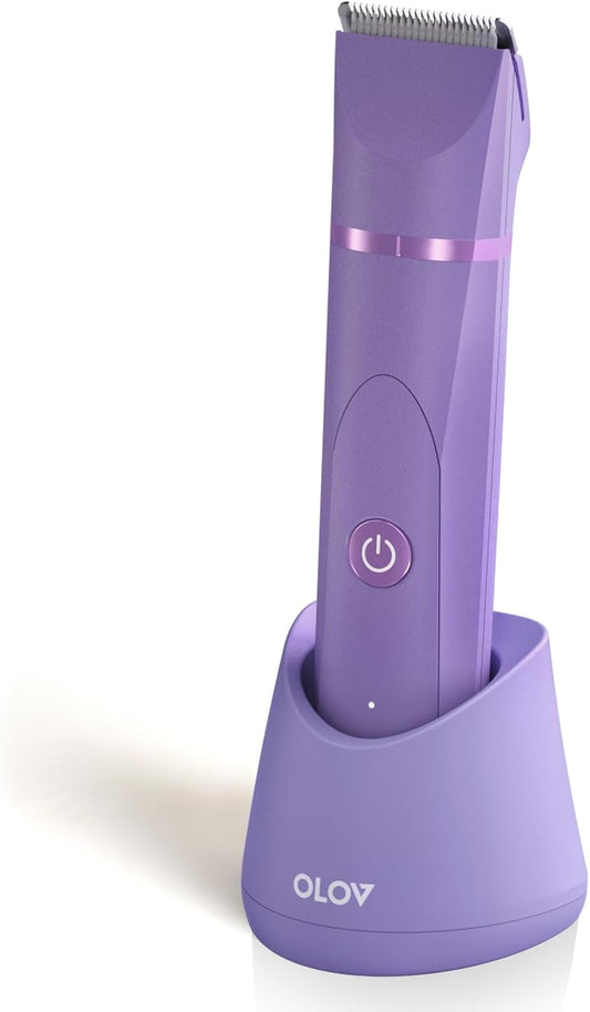 OLOV Elektriese Liggaamshaartrimmer - Kruistrimmer vir Mans - Bikini-trimmer Vroue - Nat/Droog Skeerder Versorger, Vervangbare Keramieklemkoppe, USB-laaidok, Waterdigte Higiëniese Skeer, Helderpers