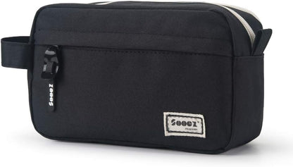 High Capacity Pencil Case, Big Pencil Bag Pouch Box Organizer Pen Case, Portable Journaling Supplies with Easy Grip Handle & Loop, Asthetic Supply for Girls Adults, Black