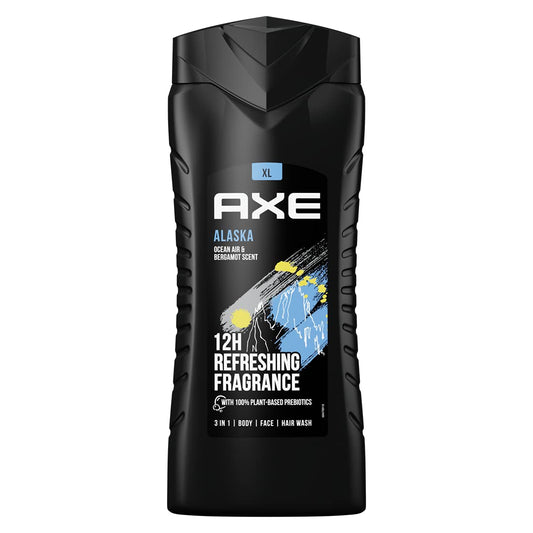 AXE 3 in 1 Shower Gel - 12hr Refreshing Fragrance 400ml - Alaska Ocean Air & Bergamot Scent