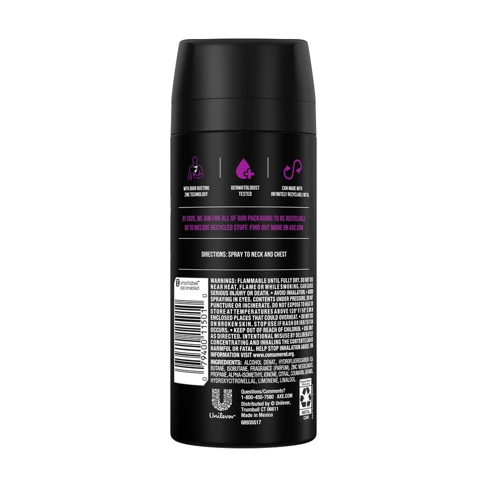 Axe All day Fresh Body Spray for men Excite, 4oz (Pack of 3)
