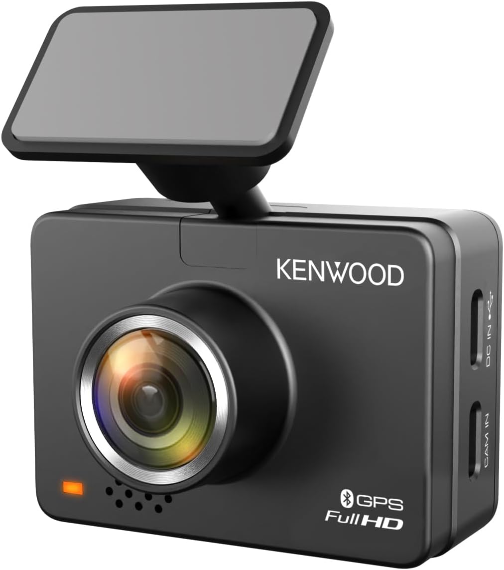 KENWOOD DRV-A310W GPS-paneelkamera, Volle HD-paneelkamera, WDR/HDR-motorkamera met Bluetooth- & Wi-Fi-verbinding, G-sensor, botsingsopsporing, opsionele agterkamera-ondersteuning