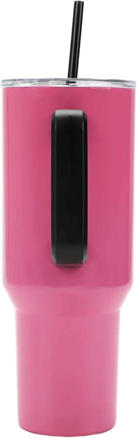 Insulated Stainless Steel Tumbler w/ Reusable Straw & Leak-Proof Lid Easy Carry Handle 40oz (Melody Face)