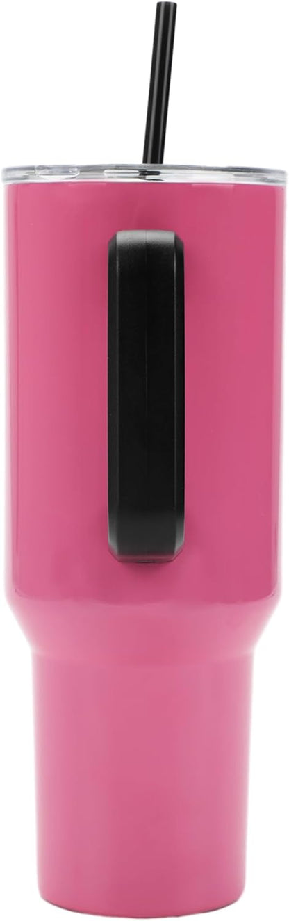 Insulated Stainless Steel Tumbler w/ Reusable Straw & Leak-Proof Lid Easy Carry Handle 40oz (Melody Face)
