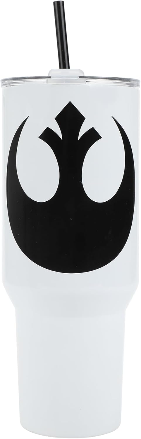 Star Wars Rebel Alliance Insulated Stainless Steel Tumbler w/ Reusable Straw & Leak-Proof Lid Easy Carry Handle 40oz