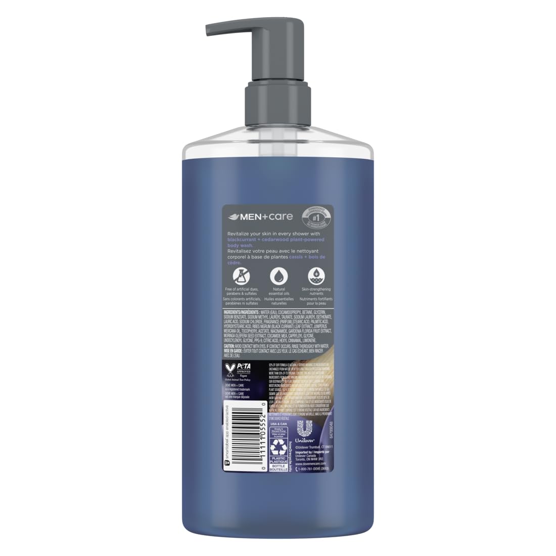 DOVE MEN CARE Blackcurrant + Cedarwood Plant-Based Moisturizing Body Wash for Men (2PK)