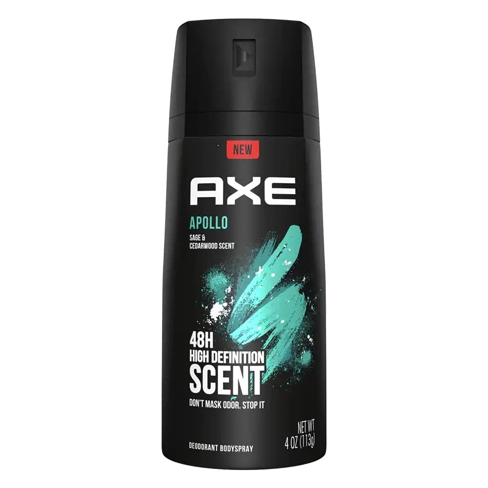 Axe Deodorant Body Spray 48H High Definition - Apollo Sage and Cedar Scent - 4 oz (Pack of 2)