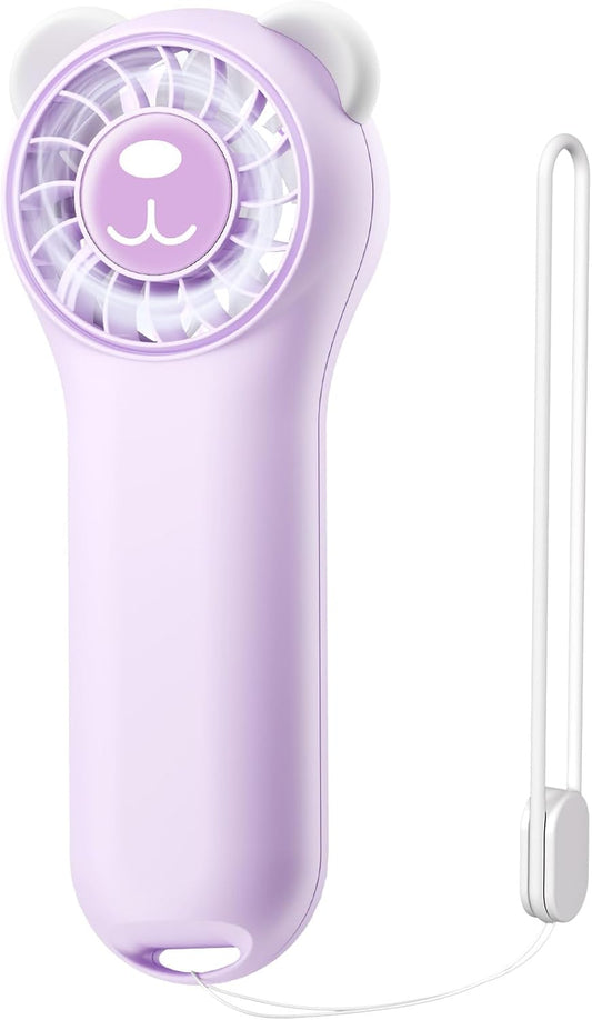 (PURPLE) Cute Bear Mini Handheld Portable Fan 11000RPM Rechargeable