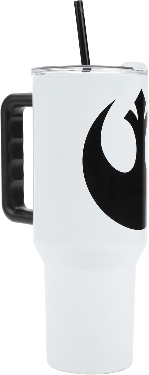 Star Wars Rebel Alliance Insulated Stainless Steel Tumbler w/ Reusable Straw & Leak-Proof Lid Easy Carry Handle 40oz