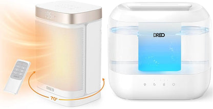 Atom One Ruimteverwarmer met Afstandbeheer, 70°Ossillerend & Lugbevochtigers 4L Groot Koelmis met Olieverspreier en Naglig, 32H Looptyd