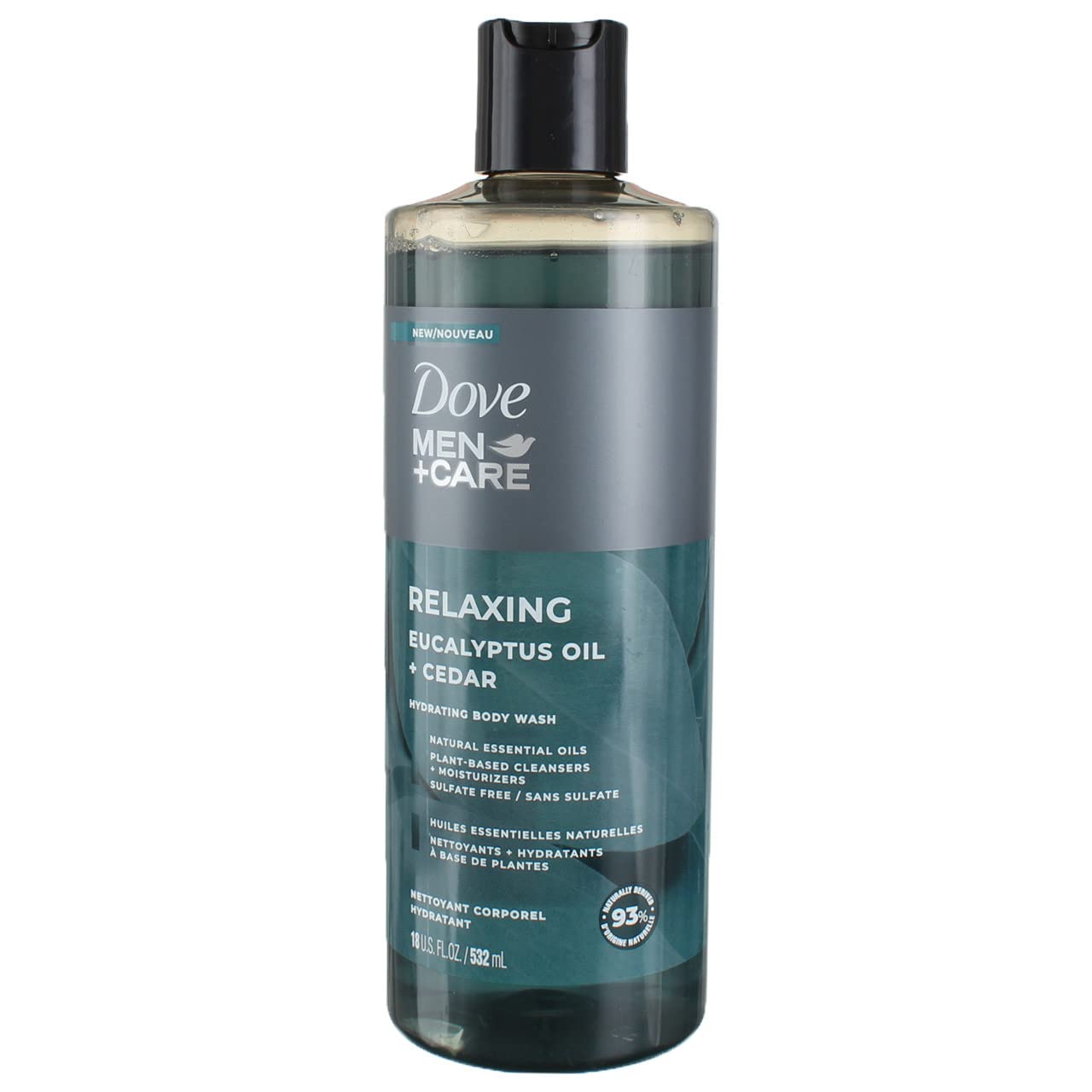 DOVE MEN + CARE Body Wash Eucalyptus + Cedar Oil to Rebuild Skin in the Shower w/ Plant-Based - 18 oz (Pack of 2)