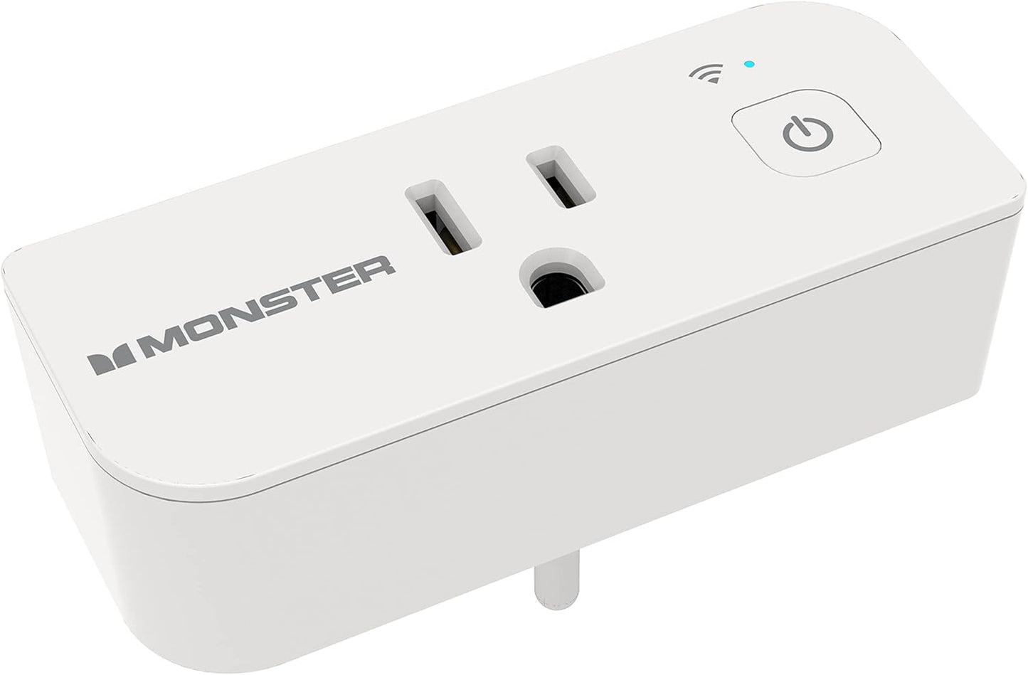 Monster Smart Power Outlet WiFi Control for Indoor Use with Monster App - Voice Control with Amazon Alexa and Google Assistant - 1 Outlet White