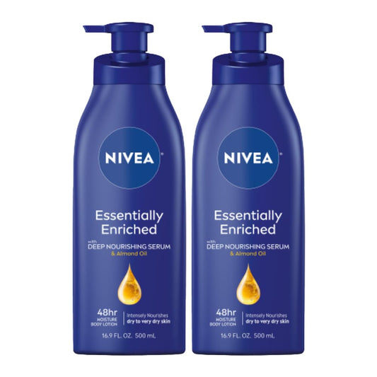 NIVEA Essentially Enriched Lyfroom vir Droë Vel, Pak van 2, 500 ml Pompbottels
