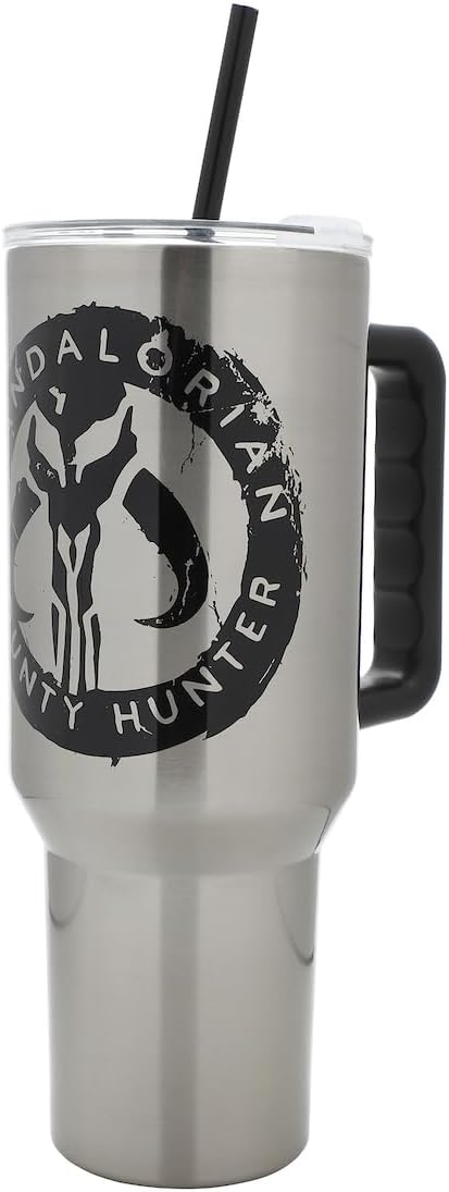 Insulated Stainless Steel Tumbler w/ Reusable Straw & Leak-Proof Lid Easy Carry Handle 40oz (Starwars)