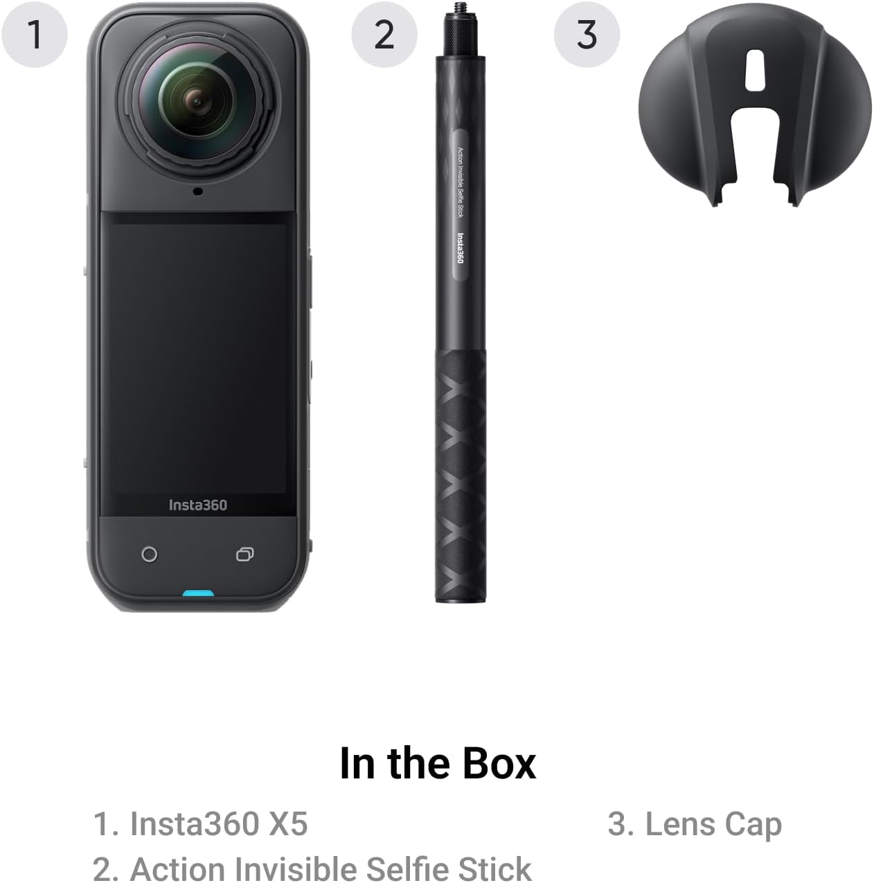 Insta360 X5 Snowboard Bundle - Waterproof 8K 360° Action Camera, Invisible Selfie Stick Effect, Leading Low Light, Rugged & Replaceable Lens, 3-Hour Battery, Clear Audio, Stabilization