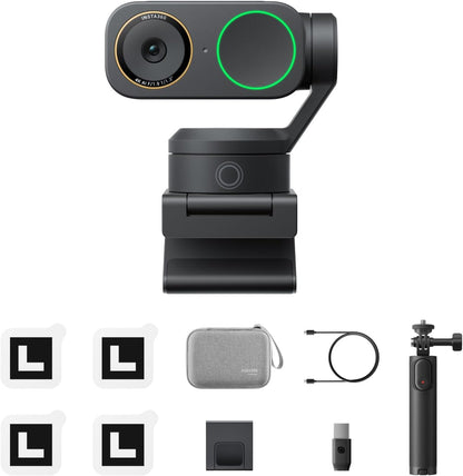 Insta360 Link 2 Pro Get-Set Bundle – 4K PTZ Webcam for PC/Mac, 1/1.3” Sensor, Low-Light, AI Tracking, HDR, Directional Noise-Canceling Mics, Supports Stream Deck, Zoom, Teams, Twitch for Streaming