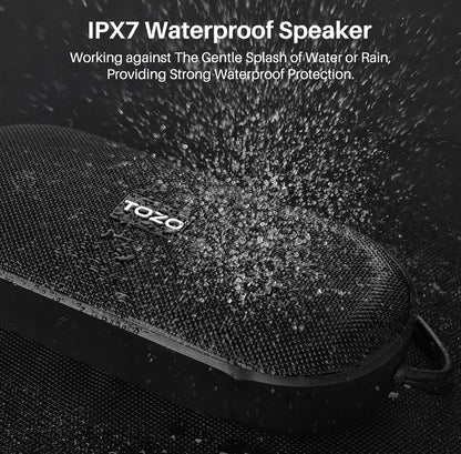 PA1 Bluetooth Portable Speaker Built-in Microphone Stereo Sound, 25H Playtime, IPX7 Waterproof - Matte Black