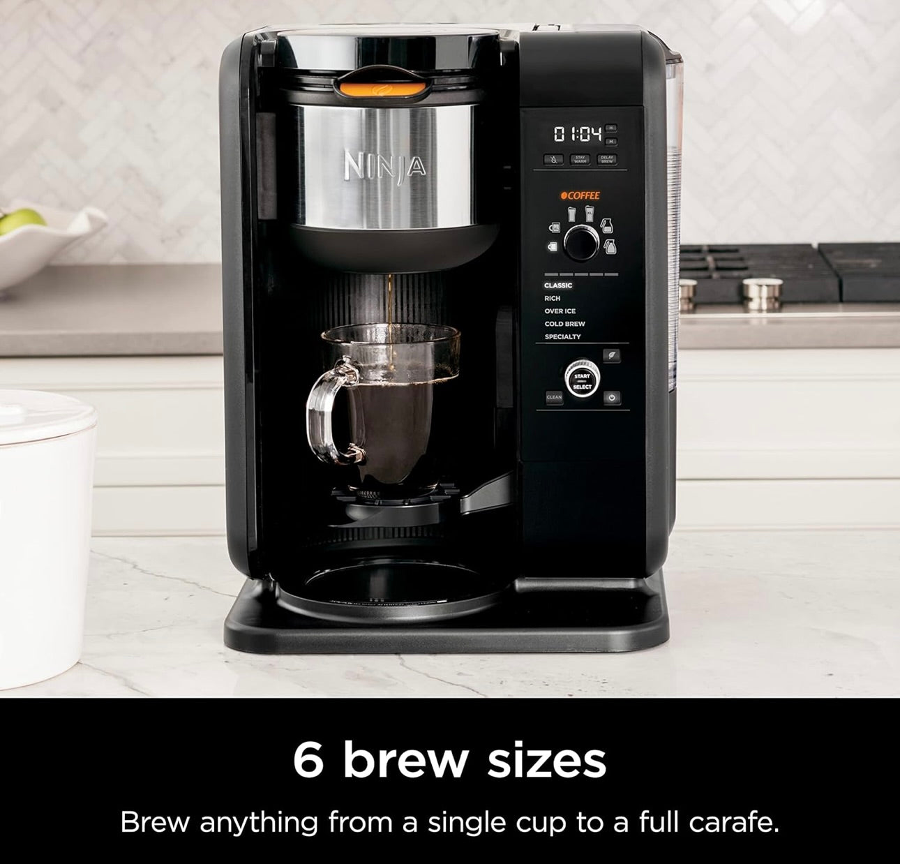 Ninja Hot and Cold Brewed System, Tea & Coffee Maker, with Auto-iQ 50 oz Thermal Carafe (Black) CP307
