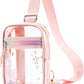 Clear Crossbody Bags for Women Girls Stadium Approved Sling Pack Bag Shoulder Belt Purses Transparent Chest Backpack
