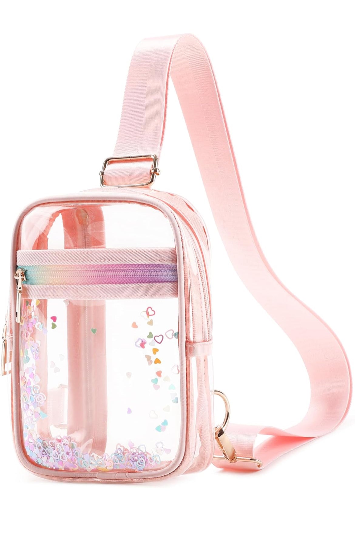 Clear Crossbody Bags for Women Girls Stadium Approved Sling Pack Bag Shoulder Belt Purses Transparent Chest Backpack