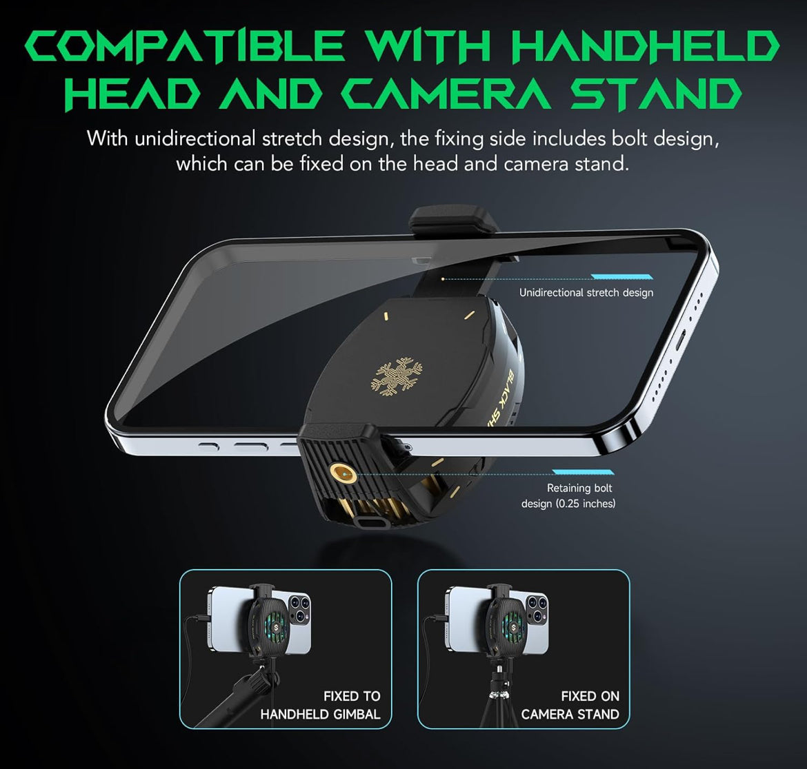 Black Shark Phone Cooler for Gaming FunCooler 4, Wired Mobile Phone Cooling Fan Lightweight Quiet with RGB Light