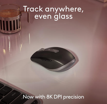 Logitech MX Anywhere 3S vir Mac, Kompakte Koordlose Bluetooth Muis, 8K DPI Enige-Oppervlak Opsporing, Stil Klikke, USB C, Koordlose Muis vir MacBook Pro, MacBook Air, iMac, iPad - Liggrys