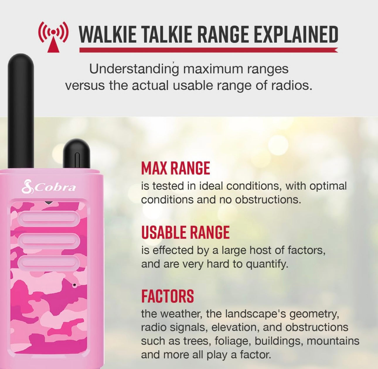 Cobra HE150 Kid Friendly Walkie Talkies - 16-Mile Range, 2 Channels Two-Way Radio Set - Pink, (2-Pack)