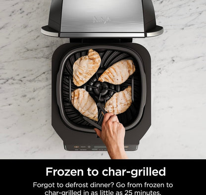 Ninja EG201 Foodi 6-in-1 Binnebraai met Lugbraai, Roostering, Bak, Broil & Dehidreer, 2de Generasie, Skottelgoedwasser Veilig, Swart/Silwer