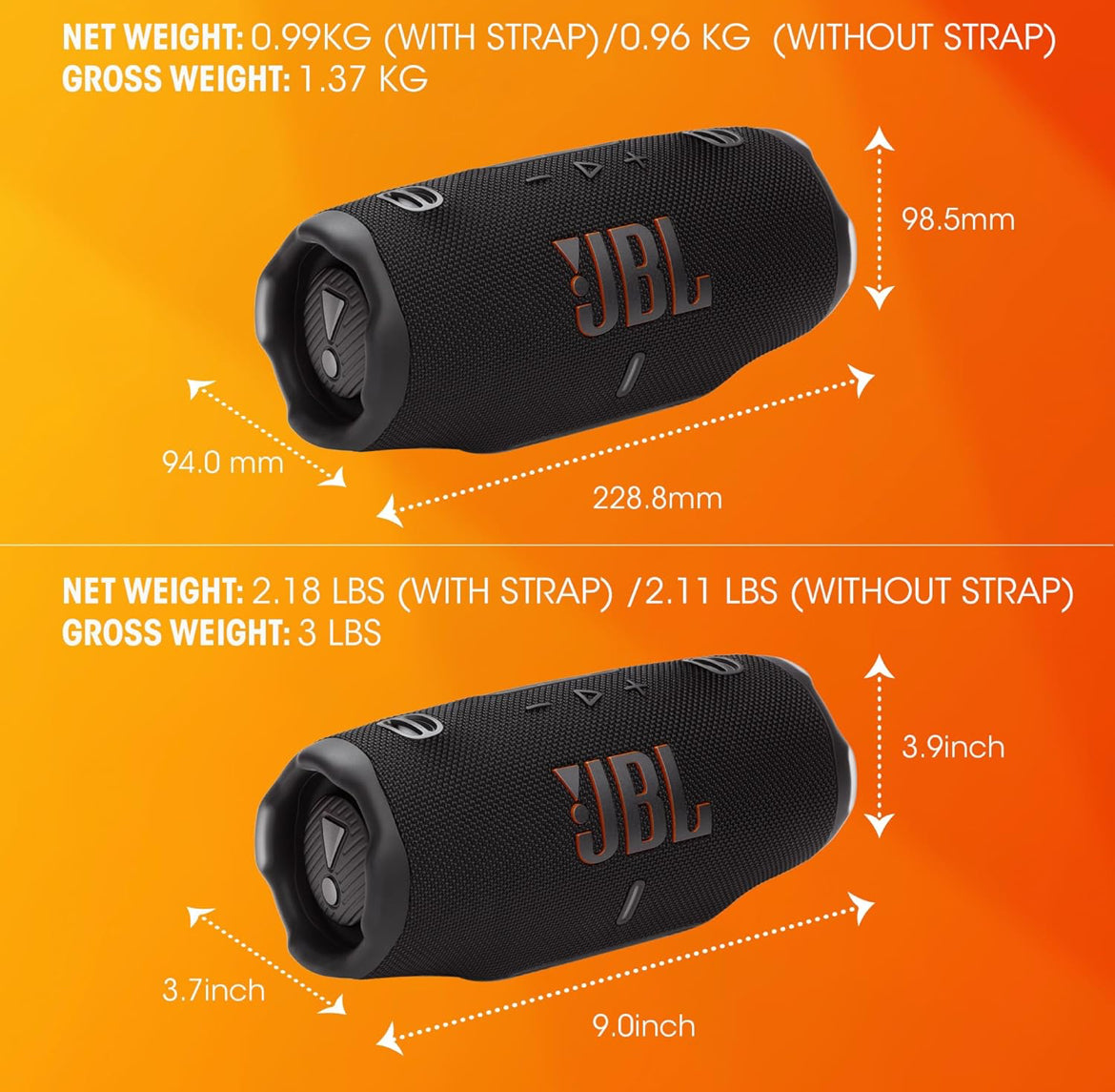 JBL Charge 6 - Portable Waterproof & Drop-Proof Bluetooth Speaker with a Sturdy/Removable Carrying Strap (Blue)