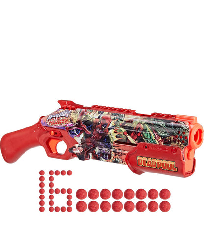 Nerf Marvel Deadpool Blaster, 16 Nerf Rival Accu-Rounds, Pump Action, Breech Load, Gifts for Teens, 14+