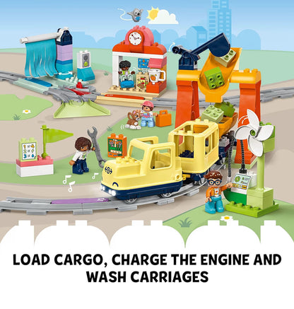 LEGO DUPLO Town Groot Interaktiewe Gemeenskapstreinstel – Leertrein-speeldingstel vir Kleuters vir Seuns en Meisies, Ouderdomme 3+ – Geskenkidee vir Verjaarsdae en Vakansiedae – 10428