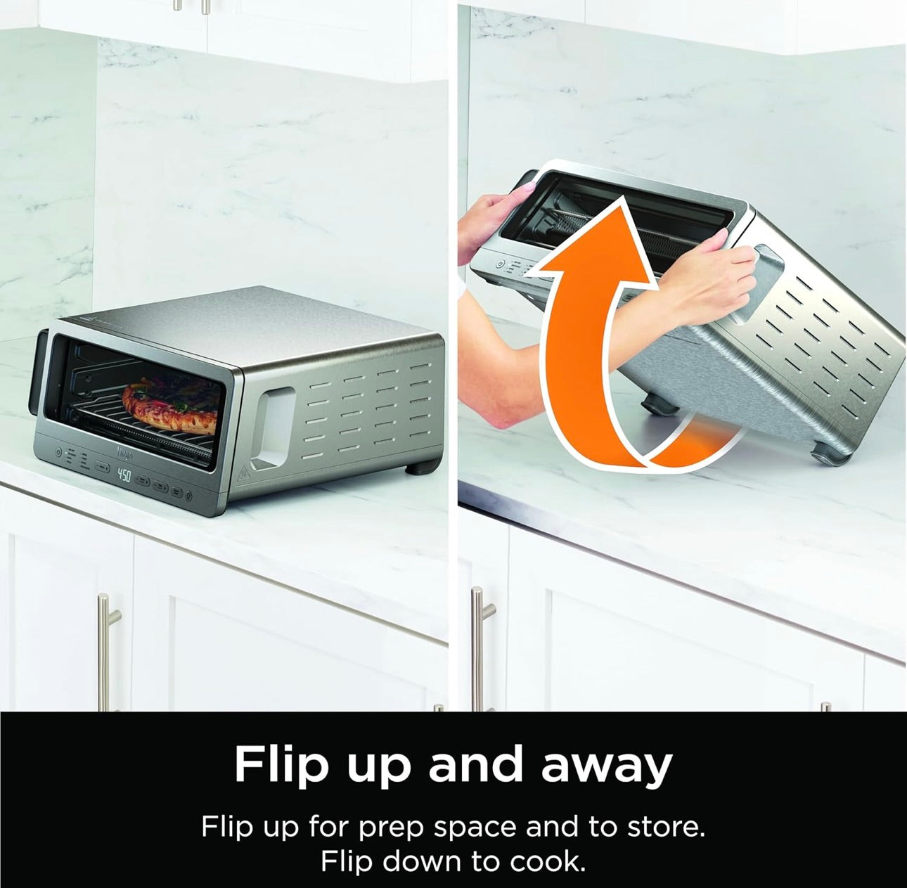 Ninja Flip Toaster Oven&Air Fryer, 8-in-1 Functionality, Flip Up & Away Capability for Storage Space, LargeCapacity - Stainless,1800 watts (SP151)